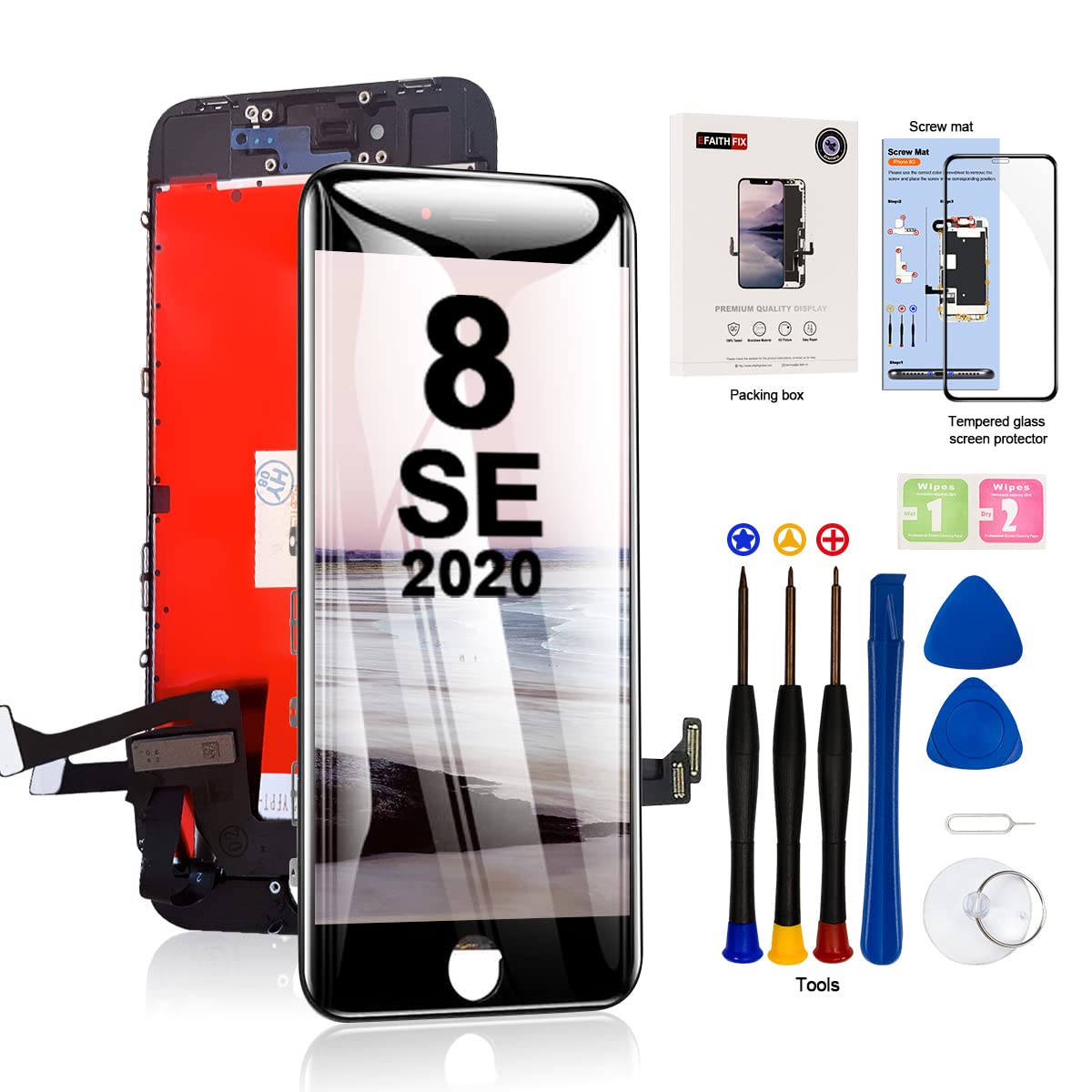 Amazon.co.jp: EFAITHFIX for iPhone 8/SE 2020 液晶パネル 交換用